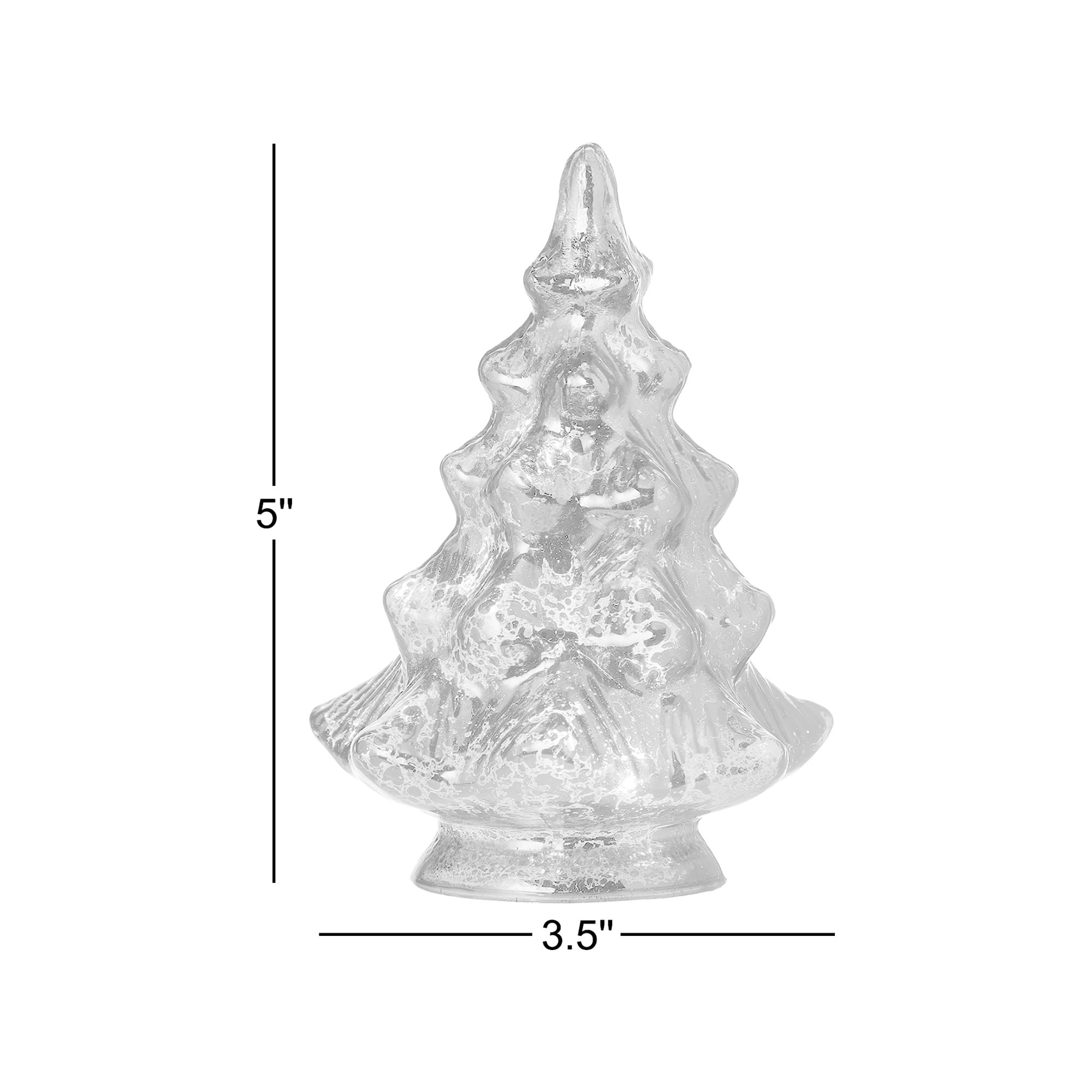 5" LED Glass Tree Set of 2, Red/Green