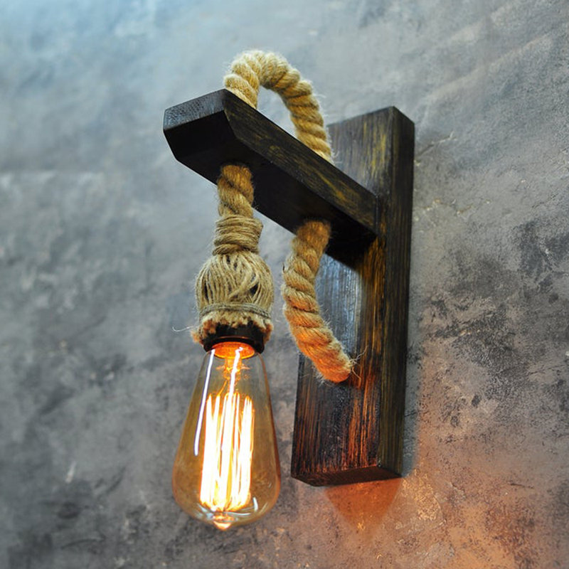 Rustic Wall Lamp, 100% Spruce Wood, 11.8 x 9.1 x 3.5 inches | E27 Socket, Max 200W | Nostalgic Beige Color, Perfect for Cabin & Lodge Decor | Unique Design with Natural Charm & Cozy Ambiance