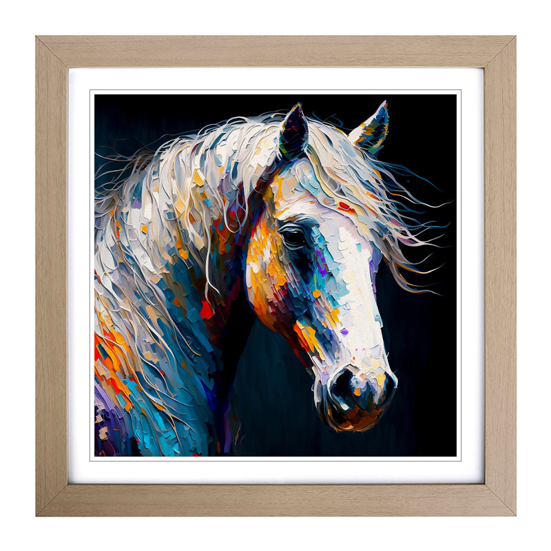 Pony Palette Knife - Single Picture Frame Print on Wood, Oak