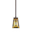 Apollo Stem Hung Mini Pendant Shown In Dark Granite Finish With 5" Square Santa Cruz Art Glass