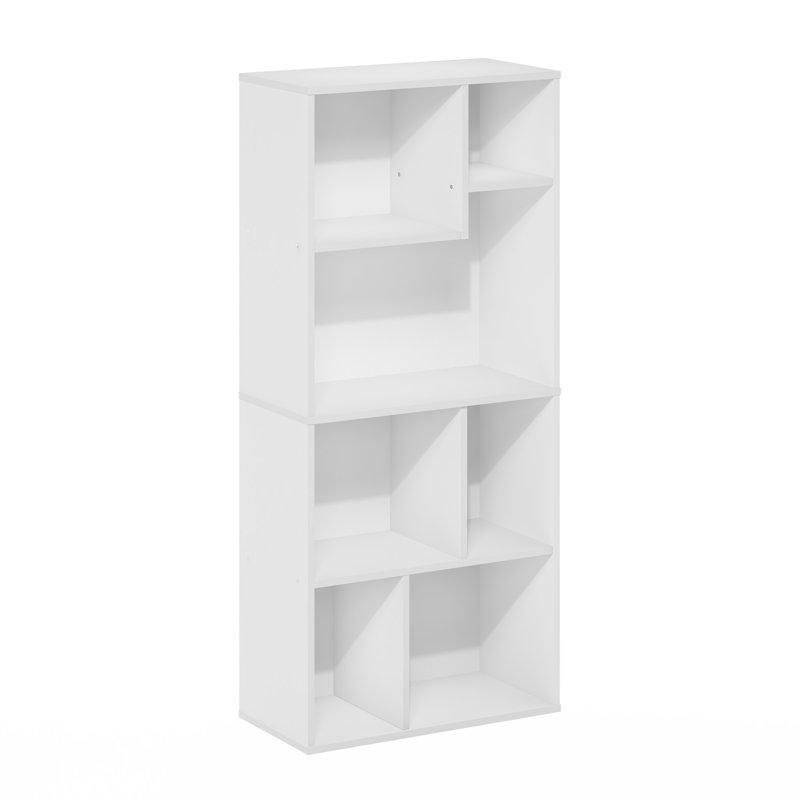Ebern Designs Denning 7-Cube Irregular Cubes Bookcase, Bookshelf, Storage Organizer, White