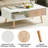 Boho Rectangle Coffee Table with Solid Wood Legs & Sliding Storage Drawer, Modern Living Room or Office Center Table-2106563064