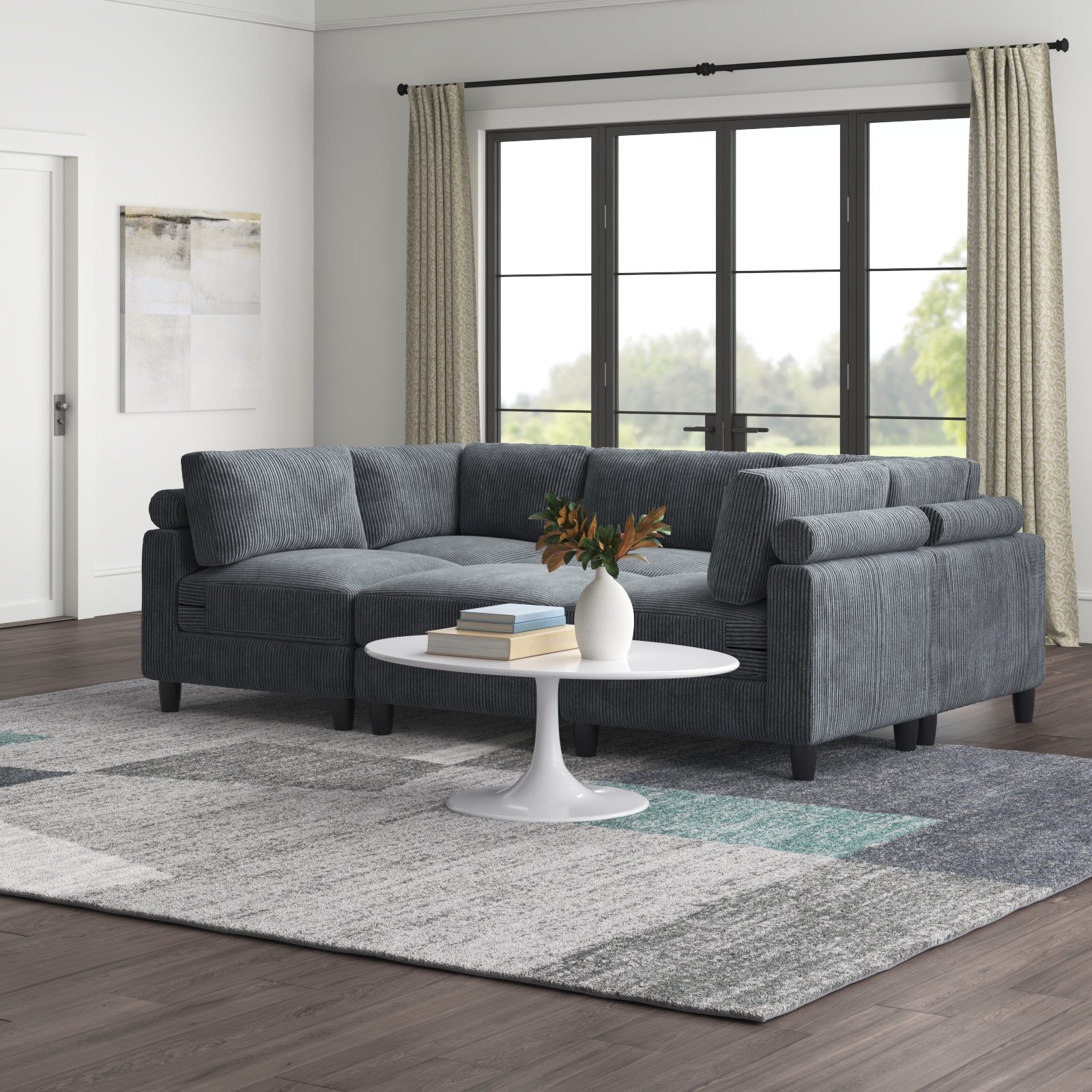 Wade Logan® Avaah Reversible Modular Corner Sectional with Ottoman & Reviews | Wayfair