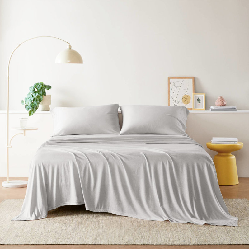 Draps pour lit toutes saisons toutes saisons - mélange de matériaux souples et flexibles en tricot de coton à 50%, absorbant