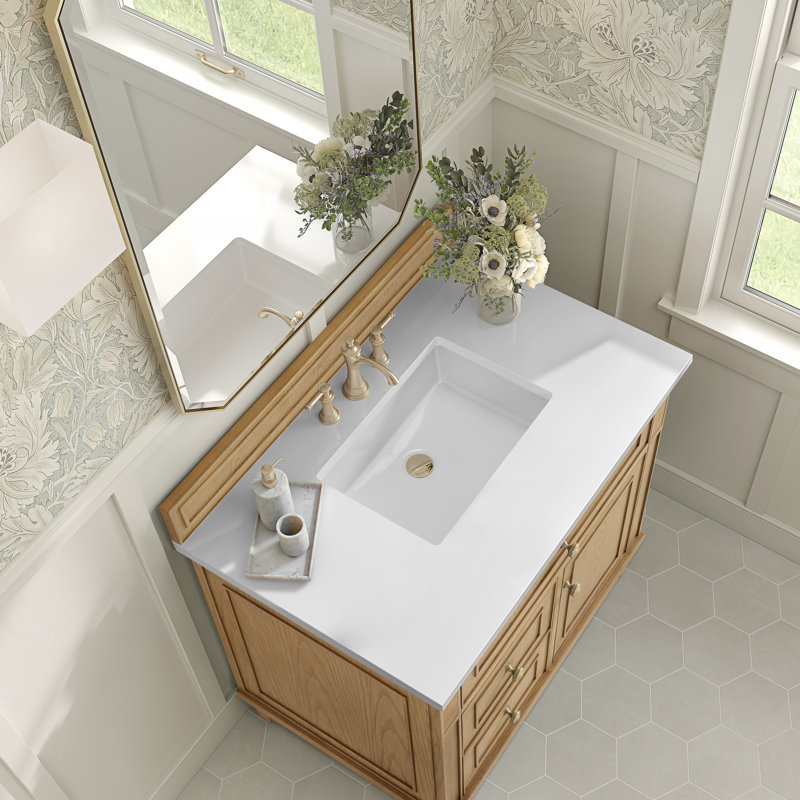 Lorelai 36'' W Single Vanity, Light Natural Oak, White Zeus, 8" Widespread