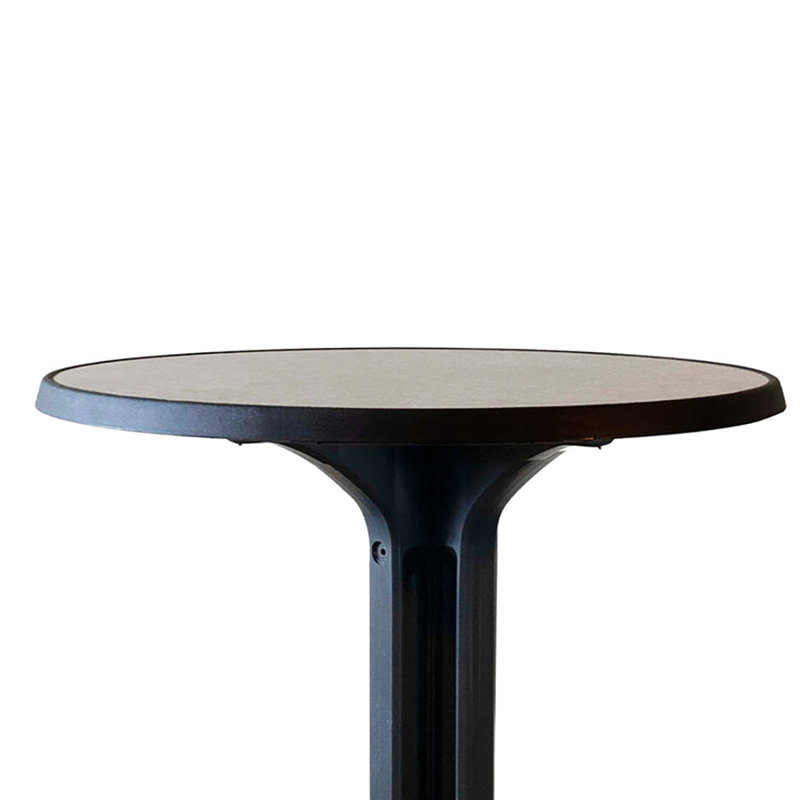 Omega 24" Round Metal Brushed Table with Charcoal Resin Base