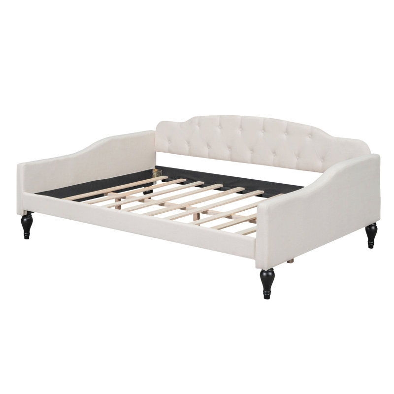 Lit de jour double capitonné capitonné, beige