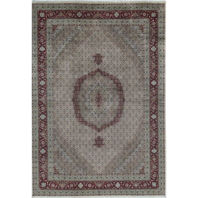 Hand-Knotted High-Quality Cream and Red Area Rug