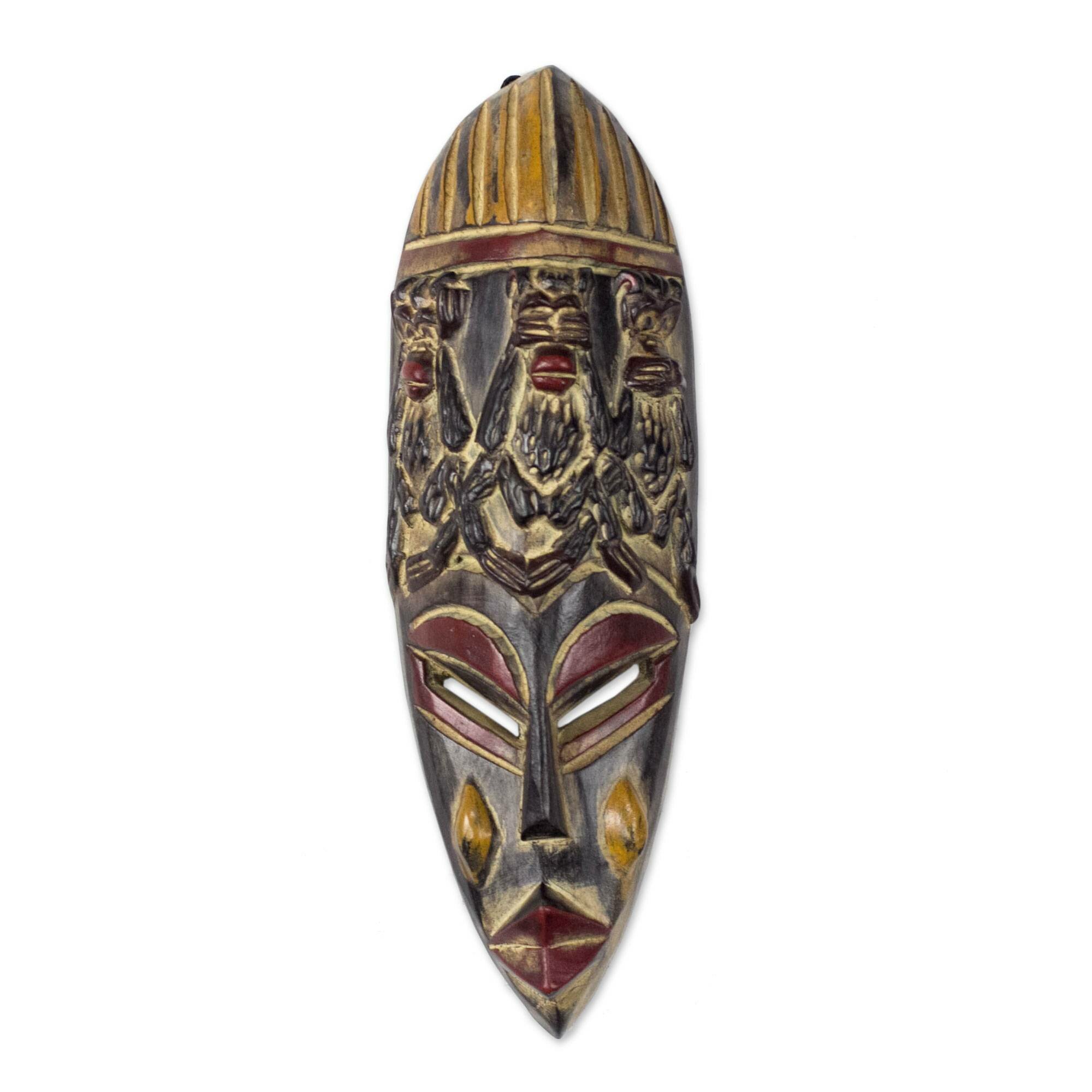 World Menagerie Monkey Maxim African Wood Mask Wall Décor | Wayfair