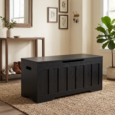 Banc de rangement avec charnières de sécurité à ressorts à gaz, très grand repose-pieds en bois avec coffre à jouets, banc à chaussures pour le hall d'entrée avec rangement caché pour chambre à coucher, salon 