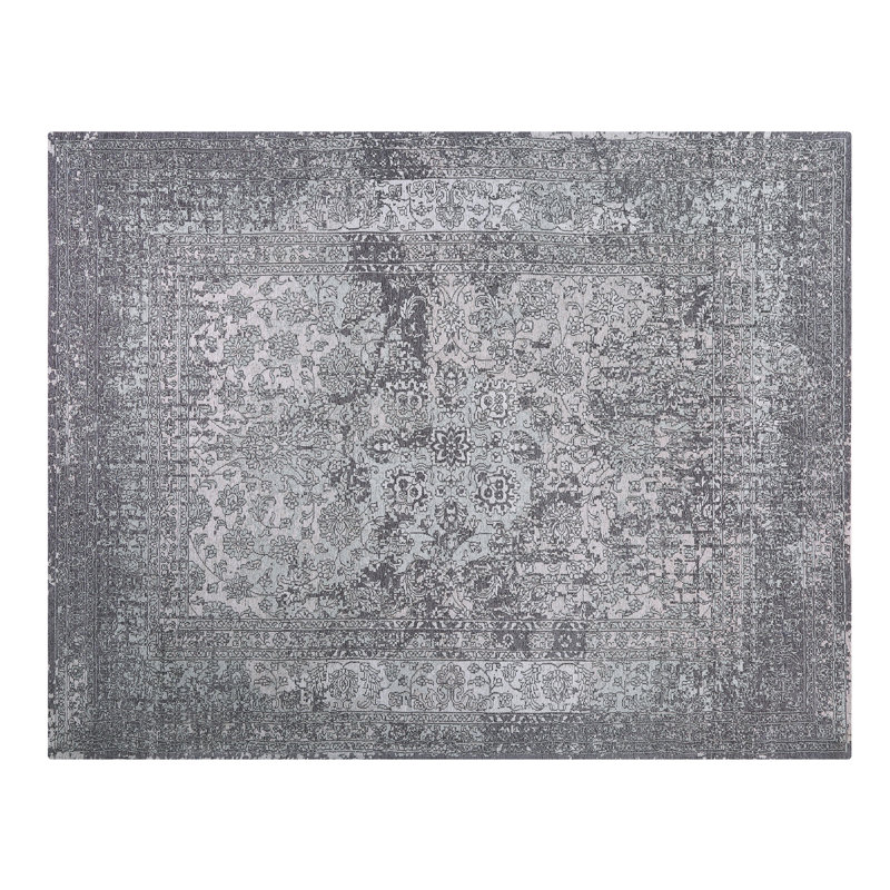 Tapis gris fait à la main, Rectangle 8 pi x 10 pi
