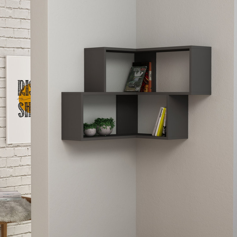 Oswego Floating Corner Shelf, Anthracite