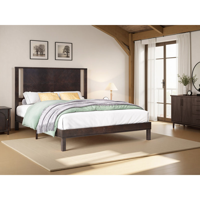 Structure de lit Mid-Century, Brun