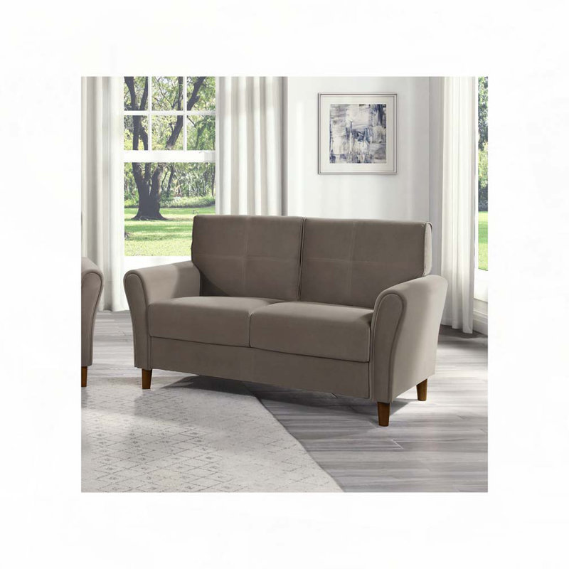 Causeuse en tissu d'ameublement en velours, Brun