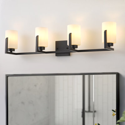 Lampe murale en fer 4 lumières noir mat à intensité variable en fer blanc