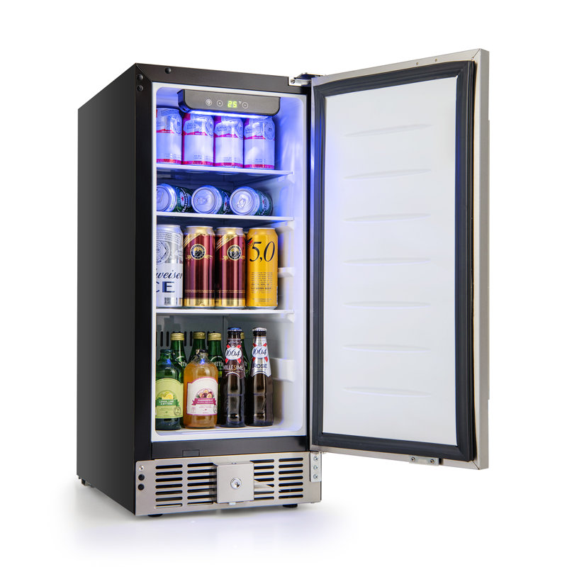 Compact Refrigerator With Adjustable Thermostat And Stainless Steel Door
