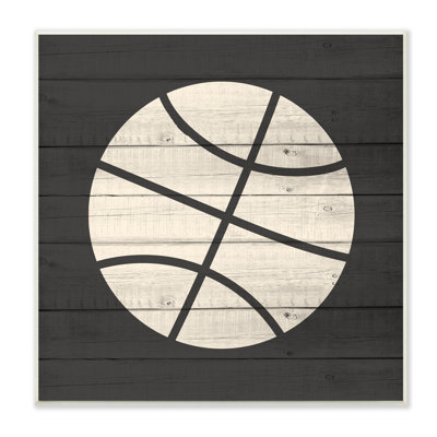 Basketball en forme de sport rustique, motif champêtre gris surdimensionné, giclée sur toile, art texturé par Kim Allen