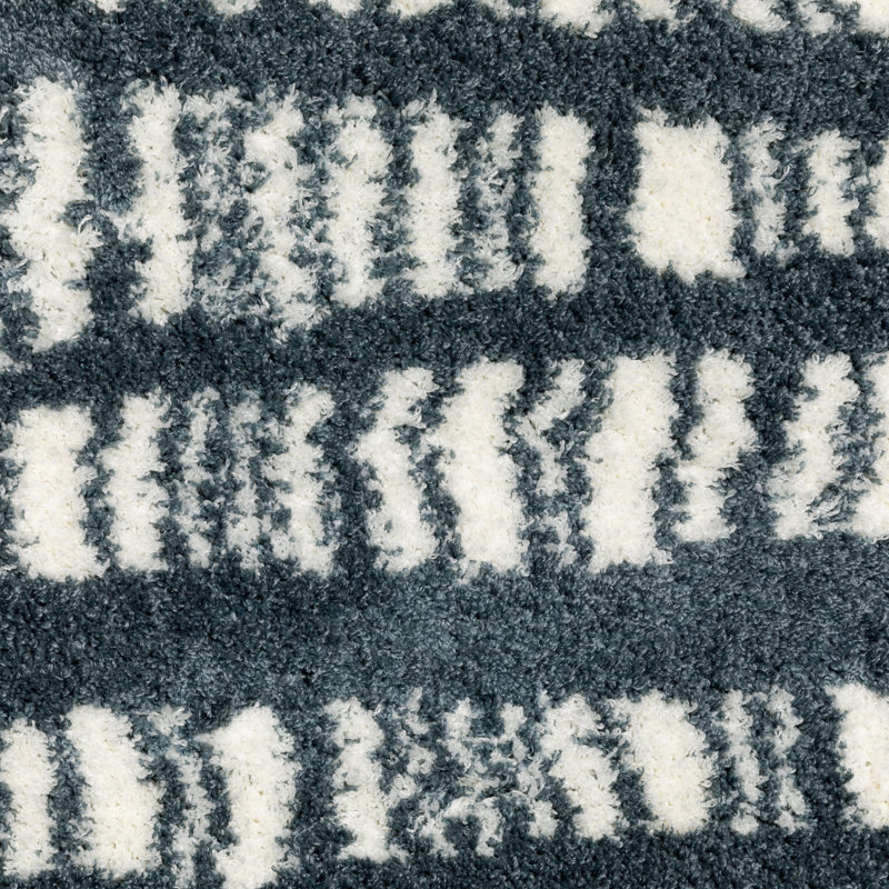 Tierney Dashed Lines Dark Teal/ Ivory Area Rug, Runner 2'3" x 7'7"