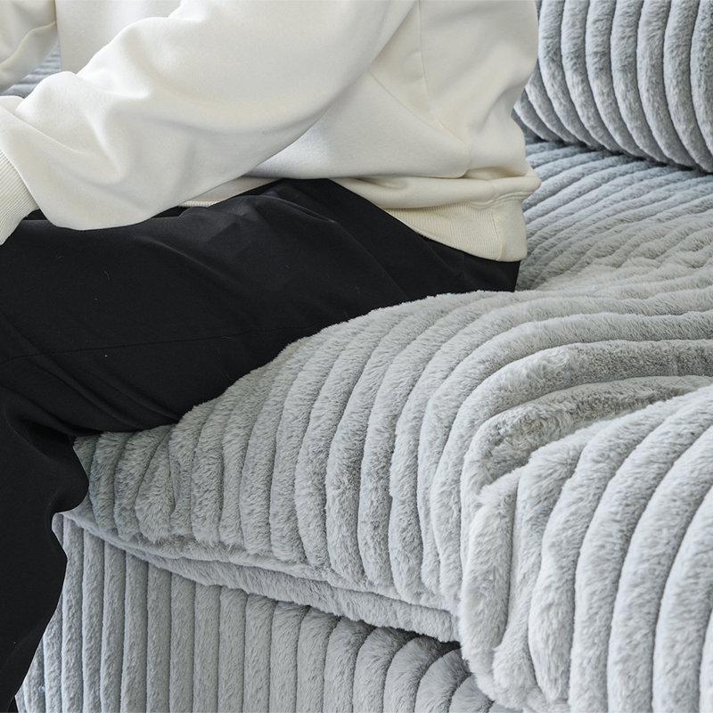Wide Arm Upholstered Modular Sofa, 4, 25.6" H x 157.48" W x 39.37" D, Gray