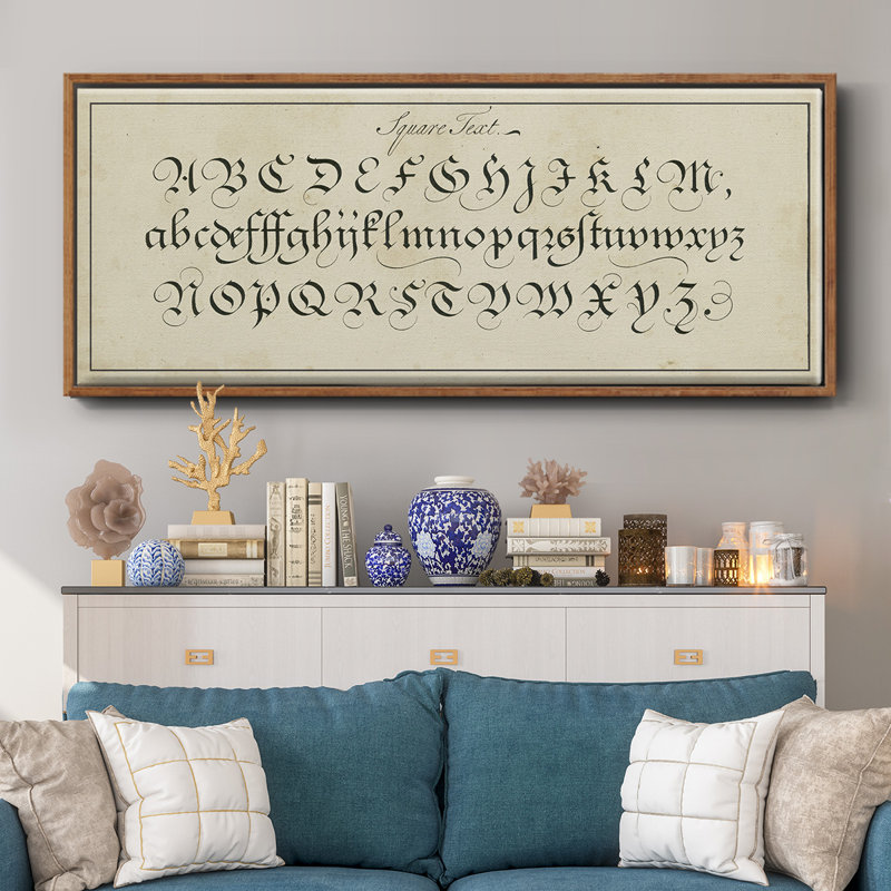 Manuscript Sampler III- Framed Canvas, 20" H x 50" W