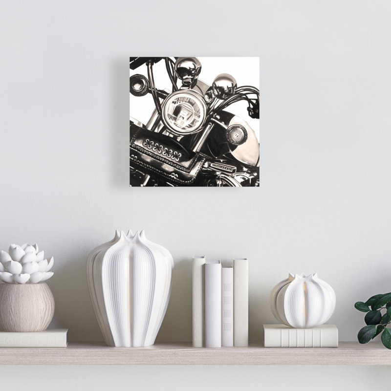 Toile de moto réaliste sépia - homme industriel, décor de grotte