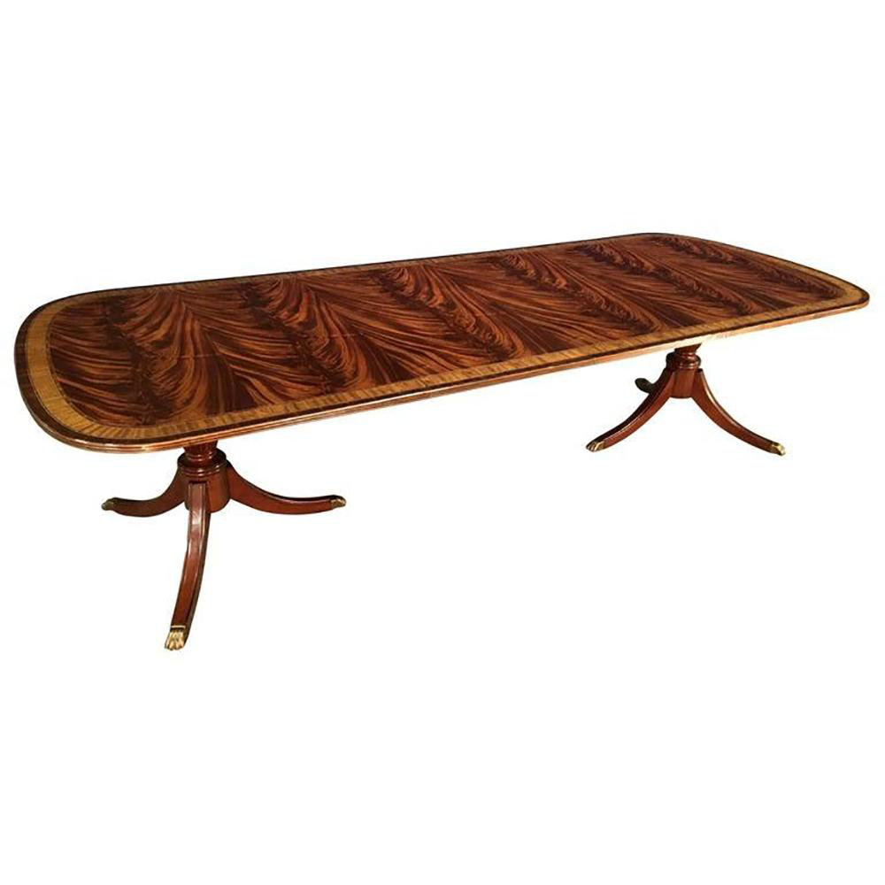 Multi-Banded Mahogany Dining Table Leighton Hall Furniture
