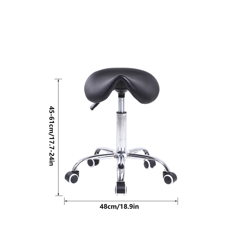 Adjustable Height Ergonomic Lab Stool with Wheels, Black