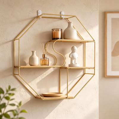 Metal, Wood Floating Shelf