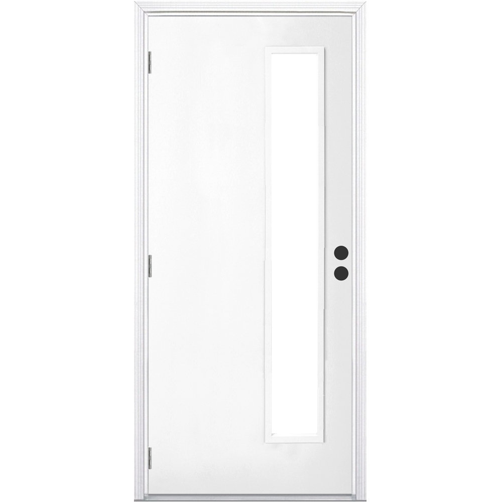 Smooth Fiberglass Clear Lite Exterior Door with 6-9/16" Jambs and Bronze Door Sill Trimlite Hardware 