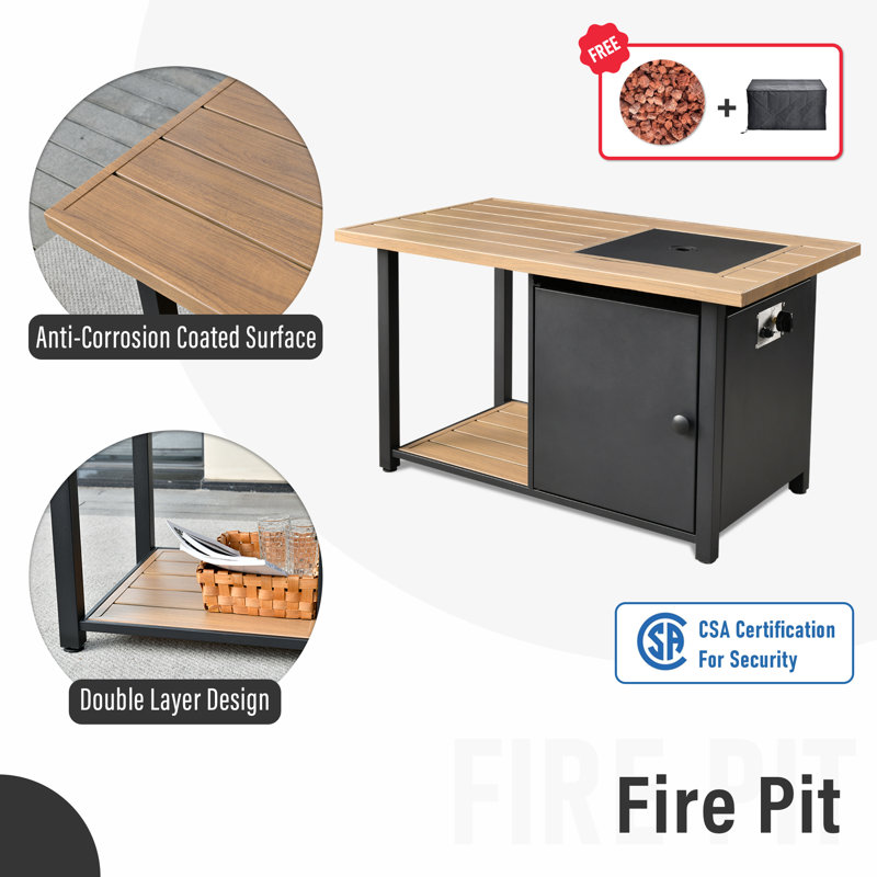 Ensemble modulaire de conversation pour patio 8 pièces avec coussins et table de foyer 8 pièces, Bleu