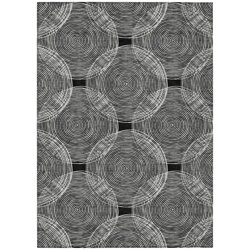 Machine Washable Indoor/Outdoor Chantille ACN2534 Geometric Rug, Rectangle 9' x 12', Black
