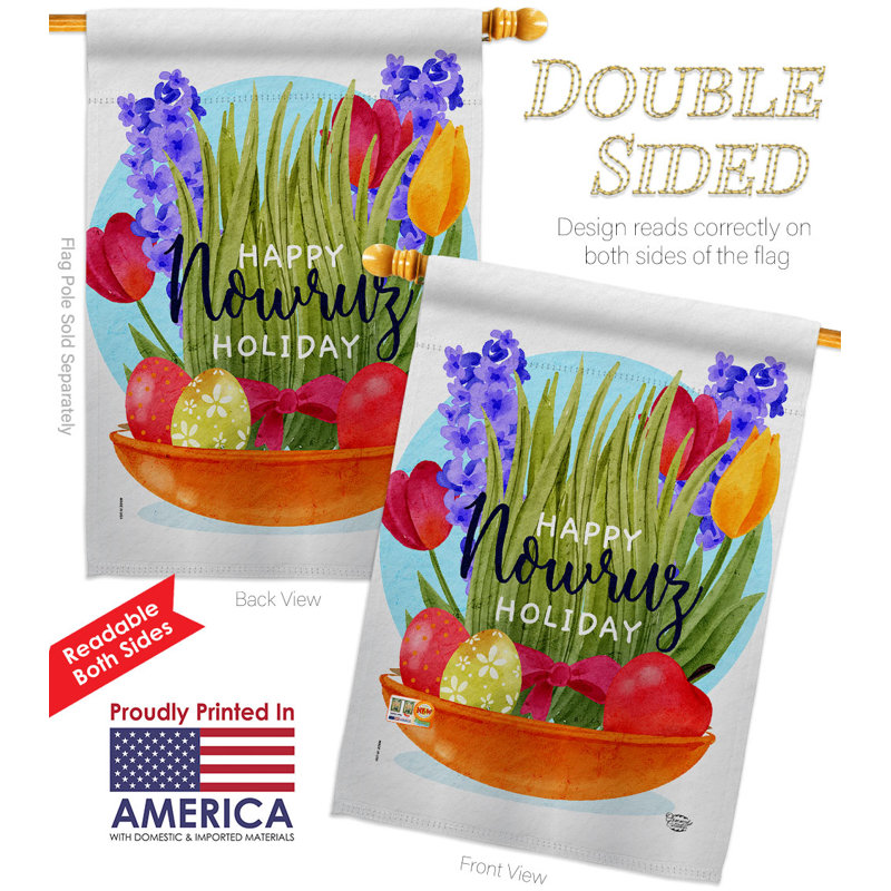 Drapeau de maison Happy Nowruz, H 40 po x l 28 po