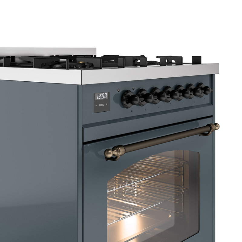 ILVE Nostalgie II 30 in Dual Fuel Range, Blue Gray/Bronze, Liquid Propane