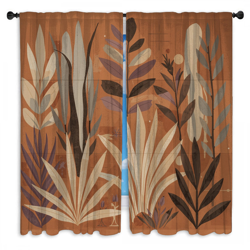 Rideaux de fenêtre abstraits et botaniques Abstract Botanical Illustration - 2 panneaux, Obscurcissement de chambre
