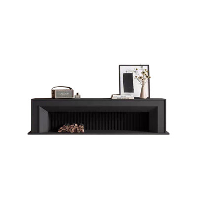 Black Solid Wood TV Cabinet Fireplace
