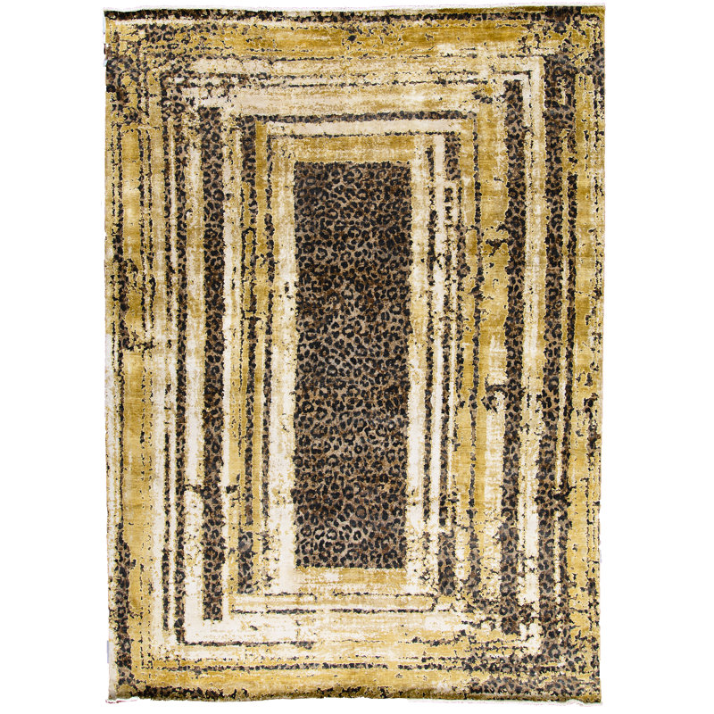 Tapis chameau et beige noué à la main de haute qualité, Rectangle 2 pi x 3 pi