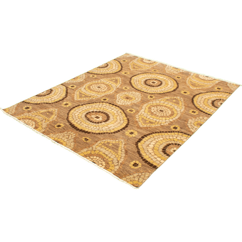 Tapis unique en laine noué à la main brun clair 8 pi x 9 pi 8 po nouvel âge 18/20
