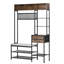 Portemanteau, portemanteau 70,9 po avec banc à chaussures et 2 tiroirs, range-chaussures autoportant 3 en 1 avec bibliothèque et tablette grillagée, porte-manteau d'entrée en acier pour l'entrée, la chambre à coucher et le placard