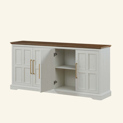 Large Sideboard Buffet Cabinet with Storage, Farmhouse Kitchen Buffet Cabinet Wood Coffee Wine Bar Console Table for Kitchen, Dining Room