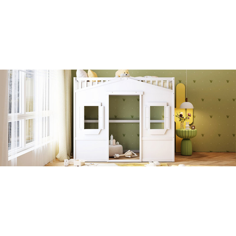 Lit mezzanine simple en bois massif avec - blanc, ajoutant une touche de classe à la chambre à coucher pour un sommeil douillet