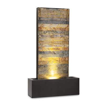 Metal Weather Resistant Floor Fountain with Light