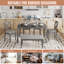 Dining Table Set for 6, 6-Piece  Kitchen Table & Chair Set, Includes 1 Table, 4 Upholstered Chairs & 1 Bench, X-shaped Backrest,-1881058045