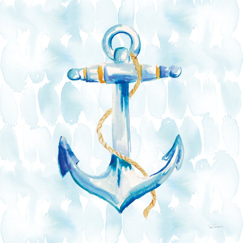 «Anchor Dots II» par Sue Schlabach, peinture sur toile tendue, H 12 po x l 12 po, Non, Toile tendue