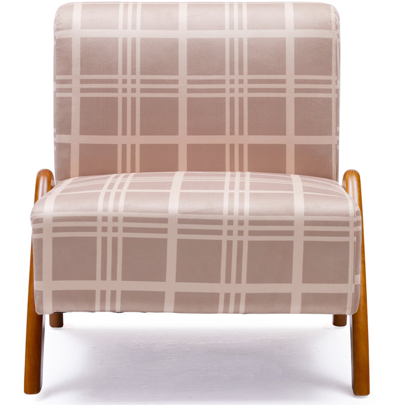 Upholstered Accent Chair with Wooden Legs, Camel