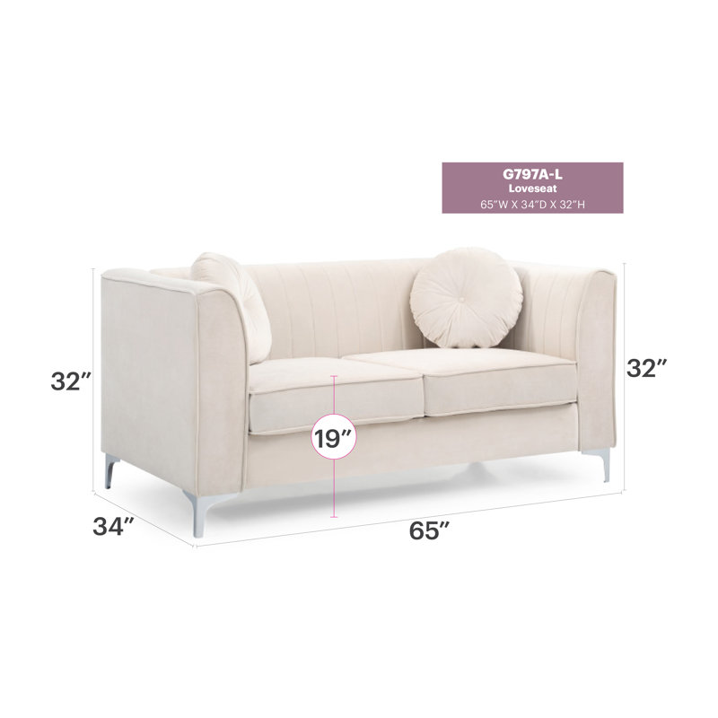 Causeuse Delray A6C7484534394069A35343499B2F9A84 (2 boîtes), ivoire