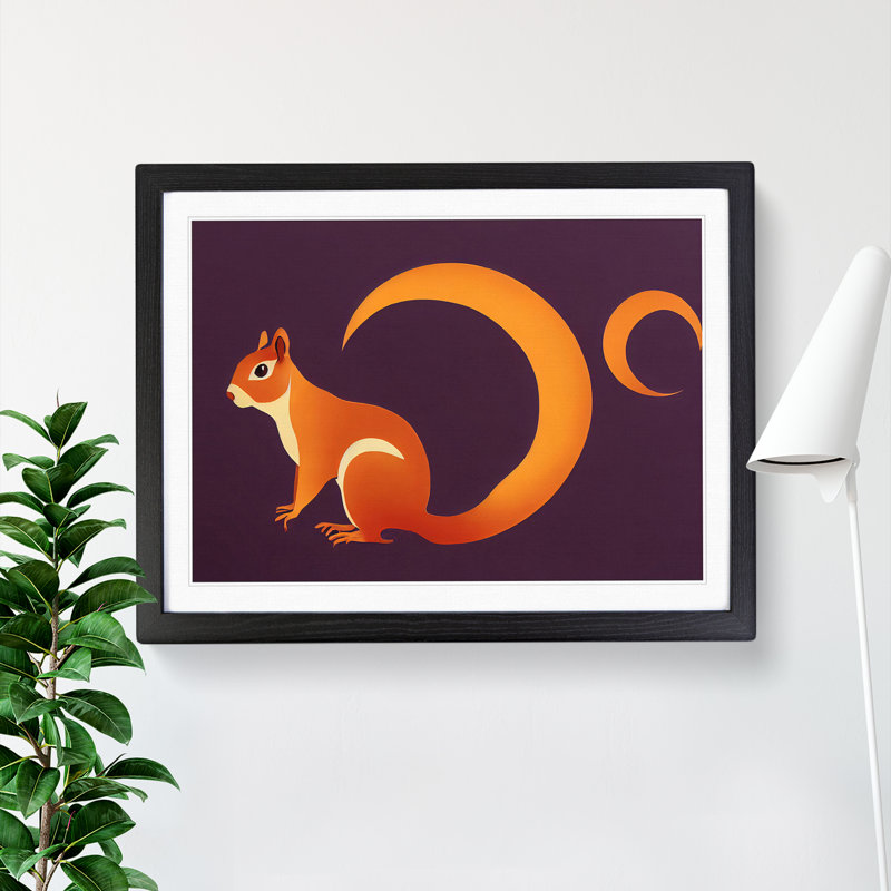 XH1022-9007X The Terrific Squirrel Abstract - Single Picture Frame Print, Black Framed, 46cm H x 64cm W x 2cm D