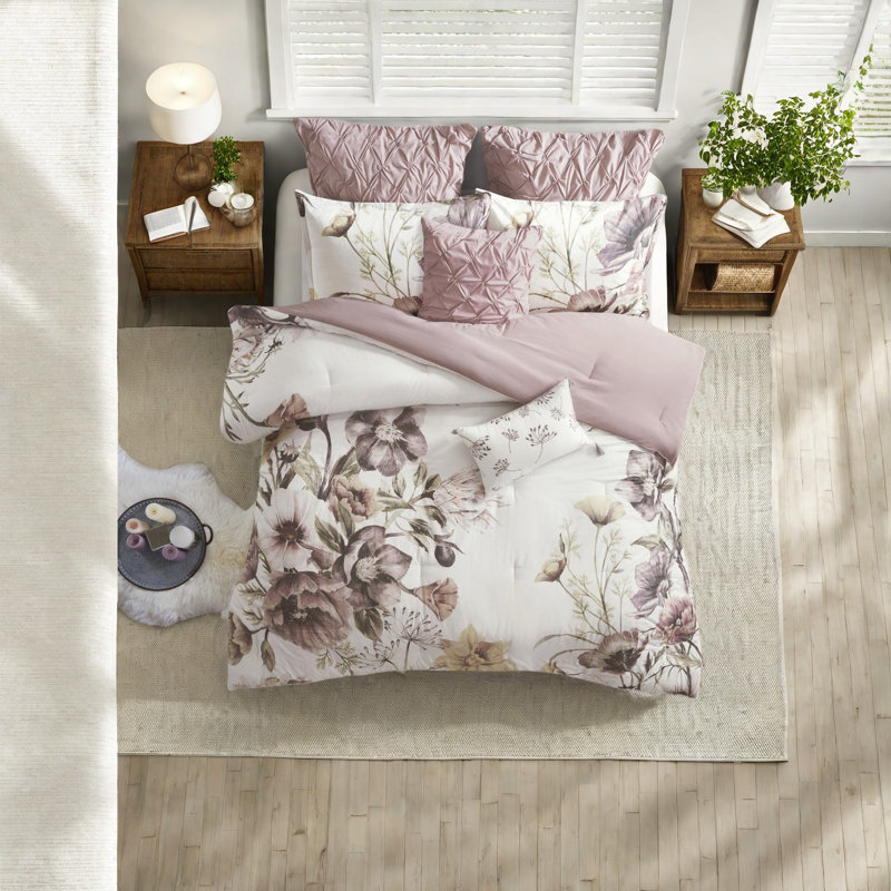 Ensemble de literie de luxe en coton rosé, broderie en polyester, très grand