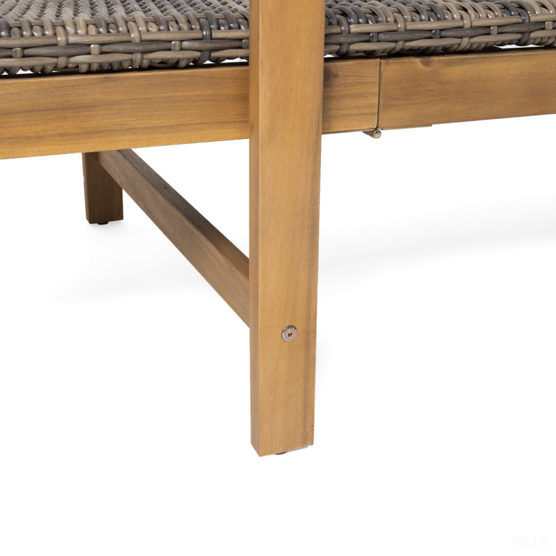 Hampton Wood + Wicker Chaise Lounge, Brown/Natural