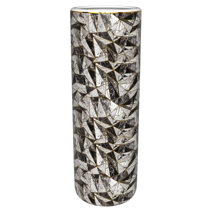 24" Abstract Green & Gold Umbrella Stand, Modern Marble