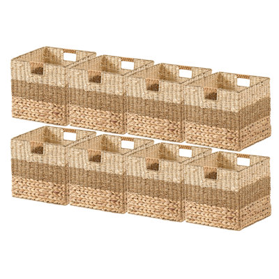 Panier de rangement en jacinthe d'eau avec poignées en jacinthe d'eau 13 "x 13" - ensemble de 8